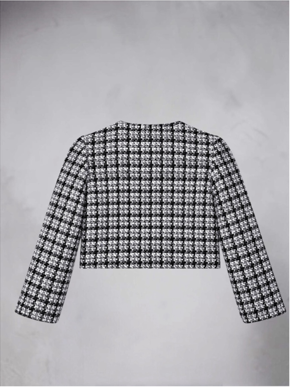 H&M Black & White Plaid Bouclé Jacket – Size M | Silver Button Detail - Picture 10 of 10